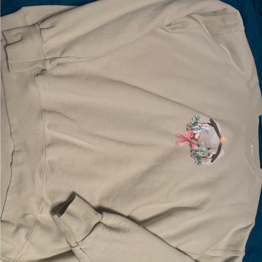 Hanes Cream Sweatshirt with Festive Design